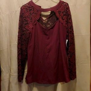 Torrid Long Lace Sleeve Foxy Top